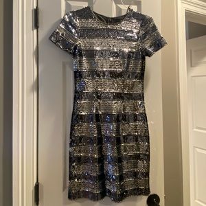 Aidan Mattox Silver Sequin Cocktail dress- like new- worn once